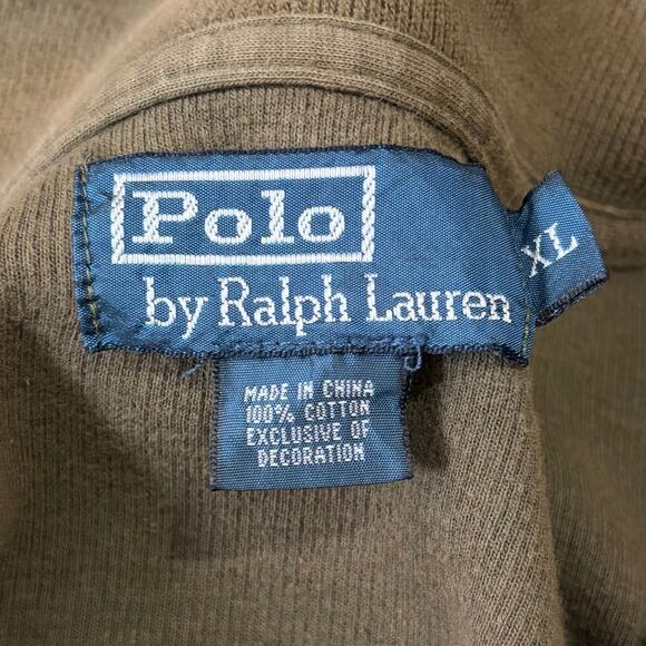 VTG Polo Ralph Lauren Men’s 1/4 Zip Pullover Sweater XL Brown Classic Logo Y2K - Picture 8 of 8